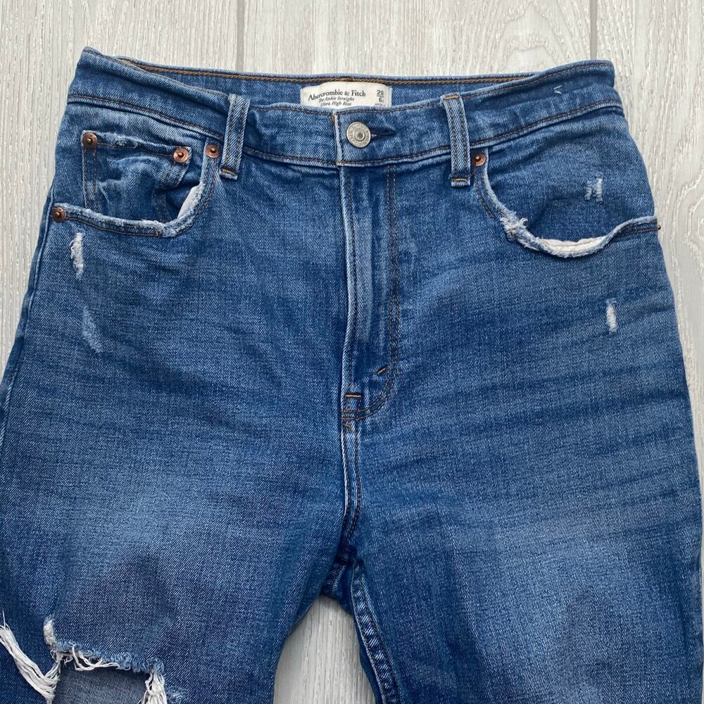 Abercrombie & Fitch Womens Blue The Ankle Straight Ultra High Rise Jeans Size 28 - Picture 9 of 12